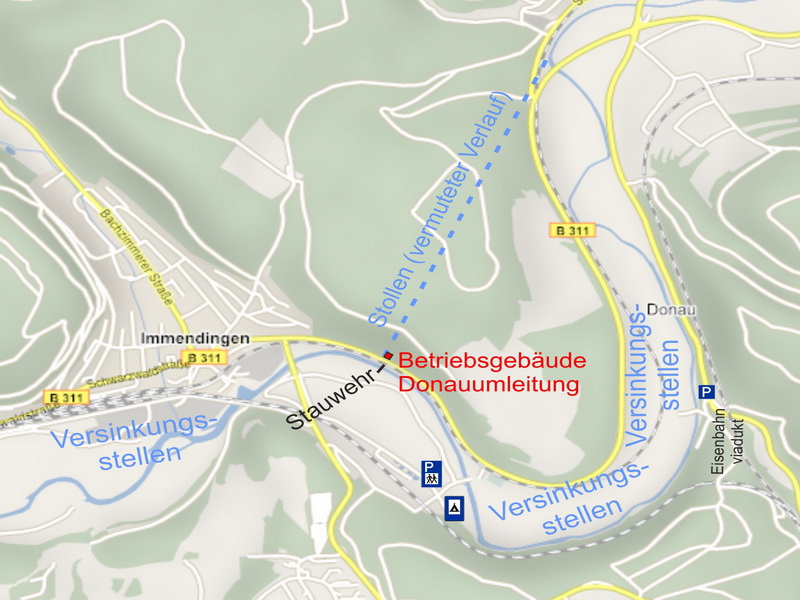 Karte Donauumleitung Immendingen